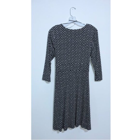 Cynthia Rowley black & white chevron stripe wrap dress tie waist Wom Large - Picture 6 of 9